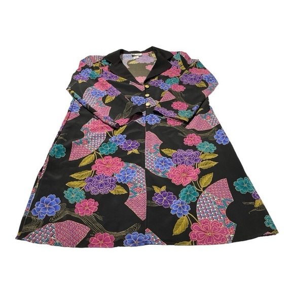 VINTAGE MAGGIE SWEET long Blazer Top floral  womens size Petite Large - Picture 4 of 15